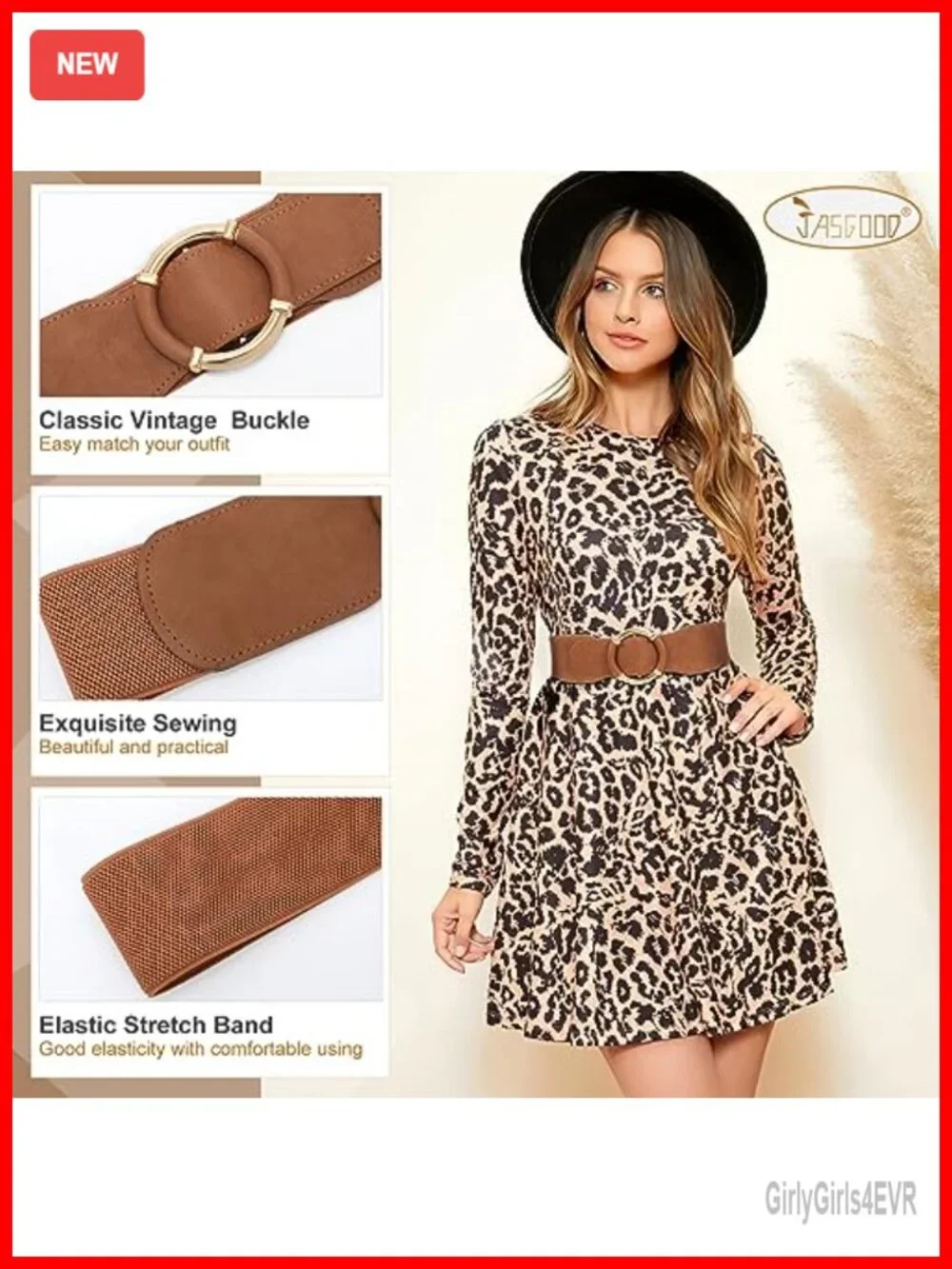 Vintage Stretchy Elastic Wide Waist Belt with Circle Buckle for Dresses